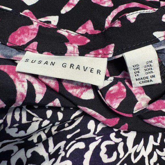 Susan Graver Tunic Top Womens Size 2x Liquid Knit Stretchy V Neck Asymmetrical - Picture 4 of 7